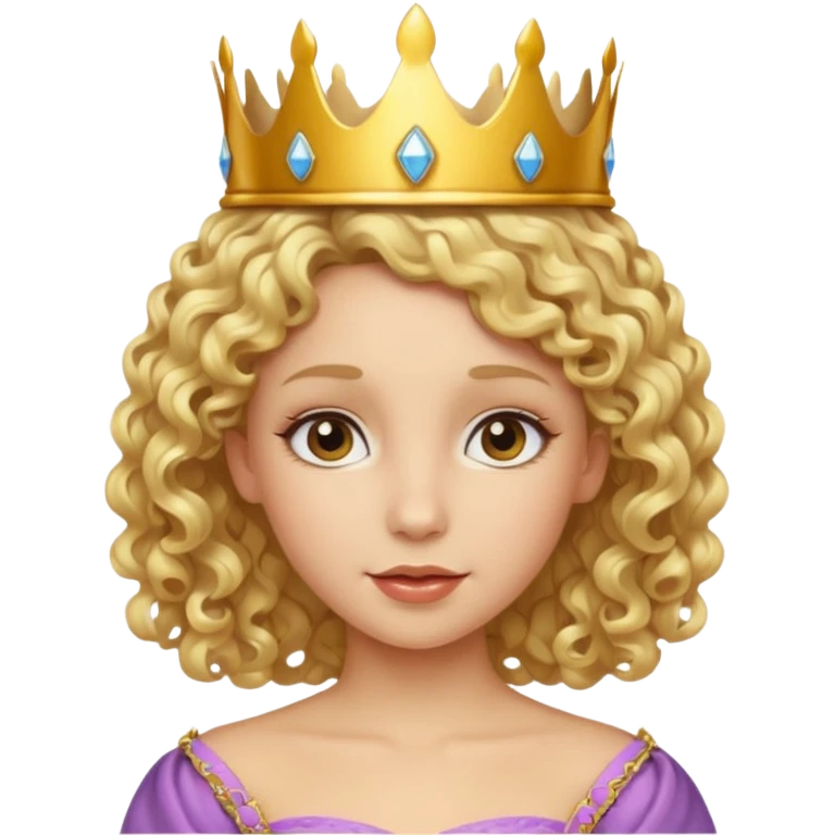 Princess with curly blonde hair, small crown emoji