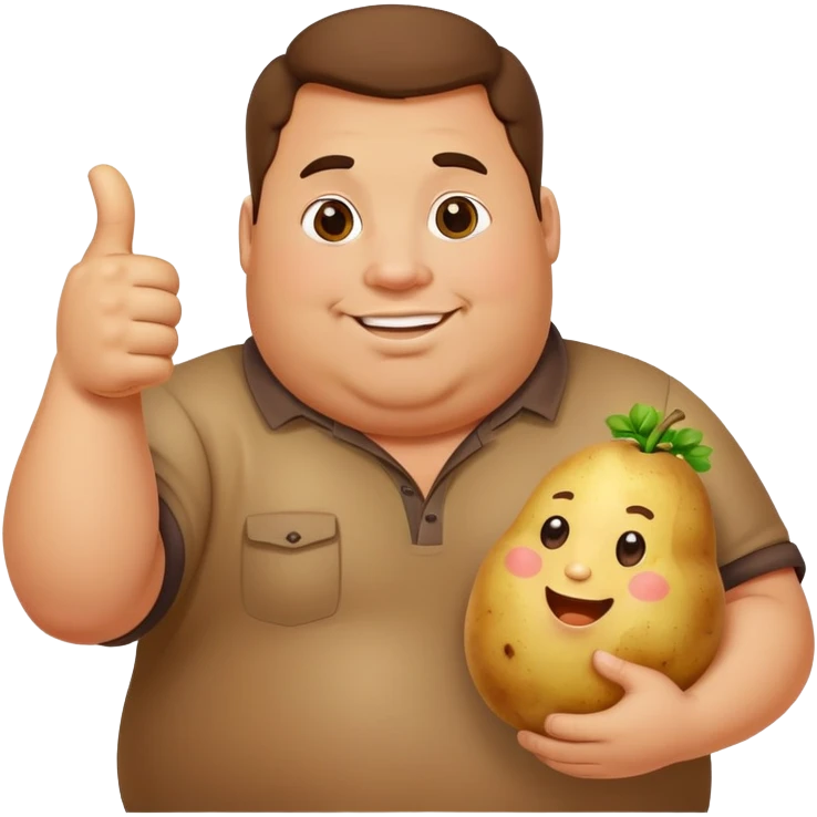 fat guy holding a potato with a thumbs up emoji