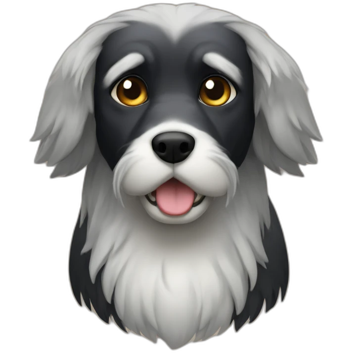 black griffon dog with really not much white hairs under mouth and on eyebrows emoji
