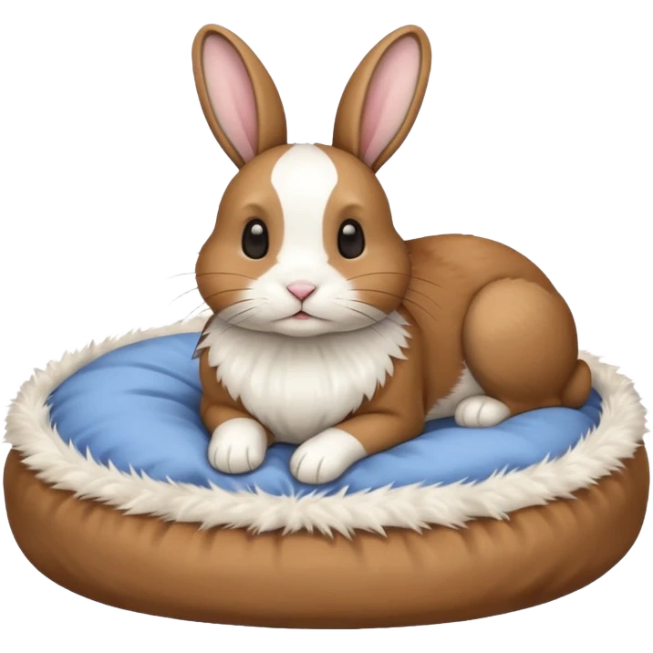 pet bed with rabbit in it brown an white rabbit emoji