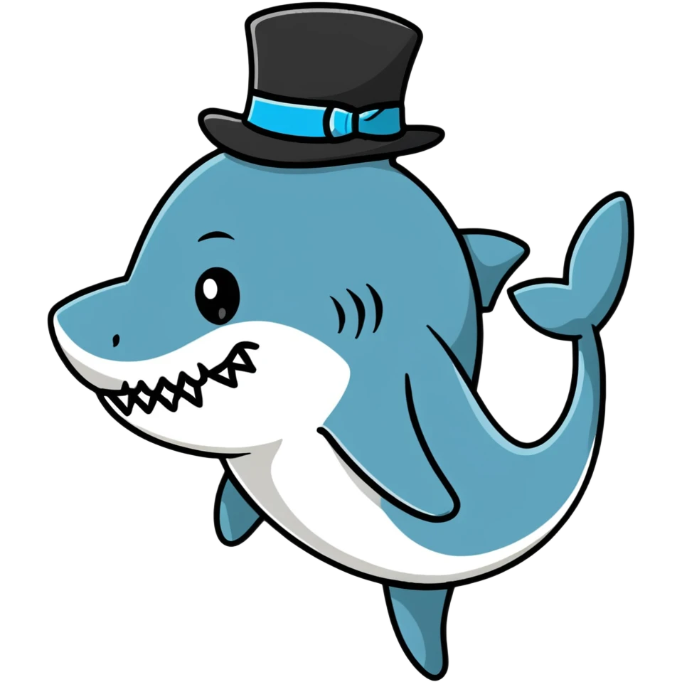 Shark with a top hat emoji
