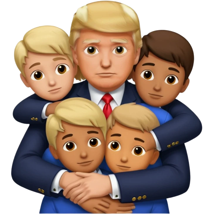 donald trump tightly hugging a bunch of minors  emoji
