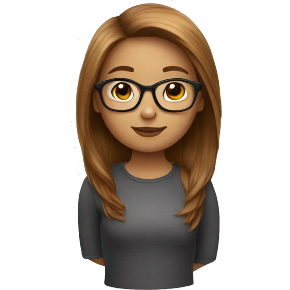 Hazelnut hair girl with brown glasses emoji