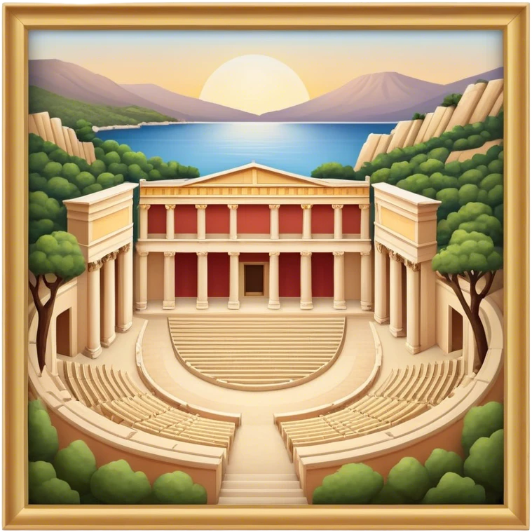 Cinematic Realistic Theatre of Epidaurus Landmark Emoji, depicted as a classical open‚Äêair theatre nestled in nature rendered with soft textures and serene, historical lighting. emoji