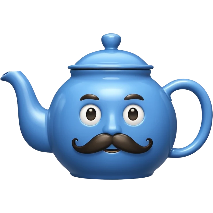 a blue teapot with mustache  emoji