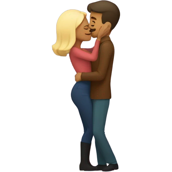 Woman kissing man on cheek and saying happy new year emoji