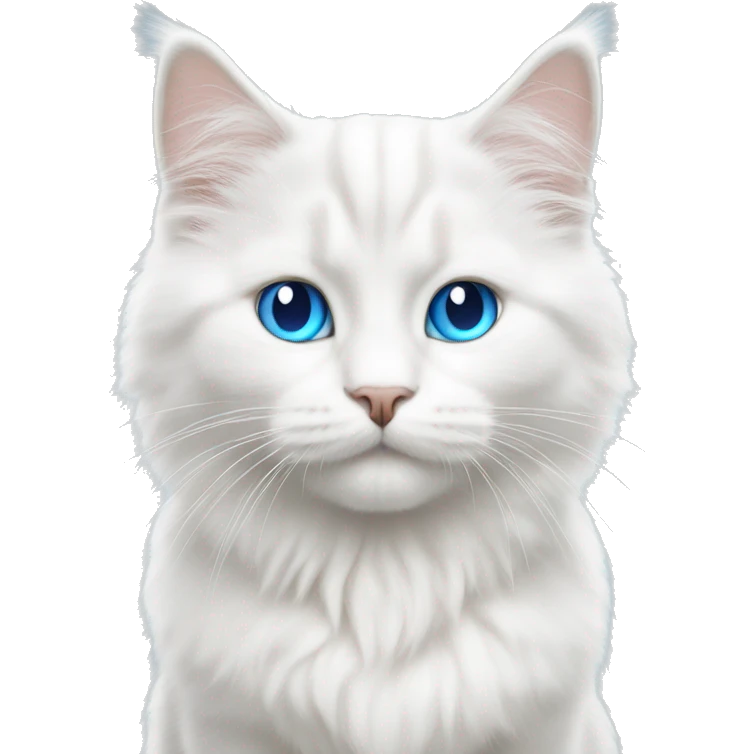 White siberian cat whit blue eyes kitten walking  emoji