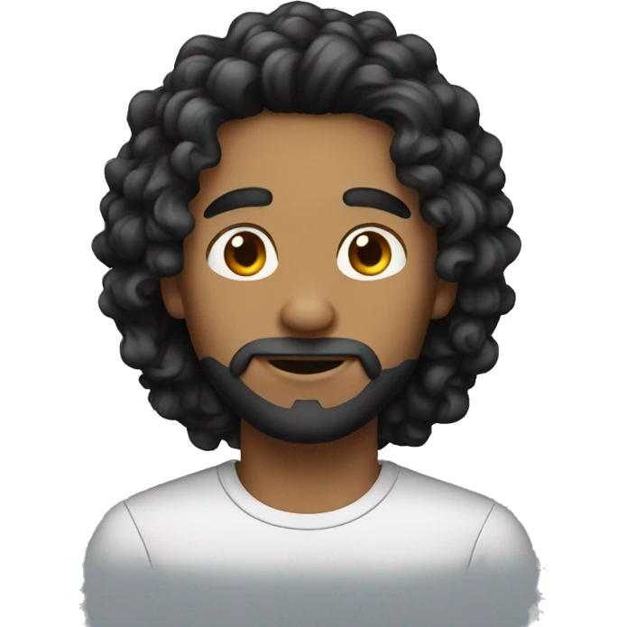 men with curly black long hair emoji