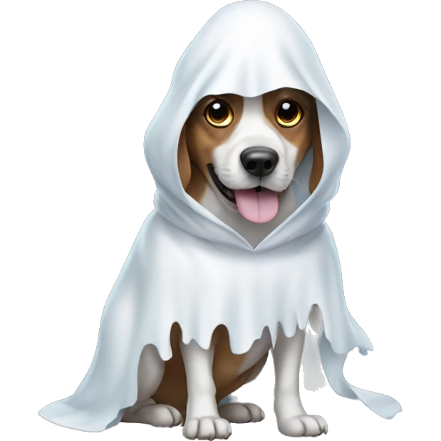 A dog in a ghost costume emoji