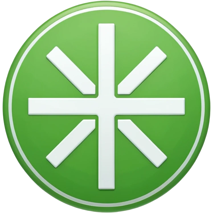 pure white plus sign centered on a solid green circle, apple emoji style, slightly thicker plus sign emoji