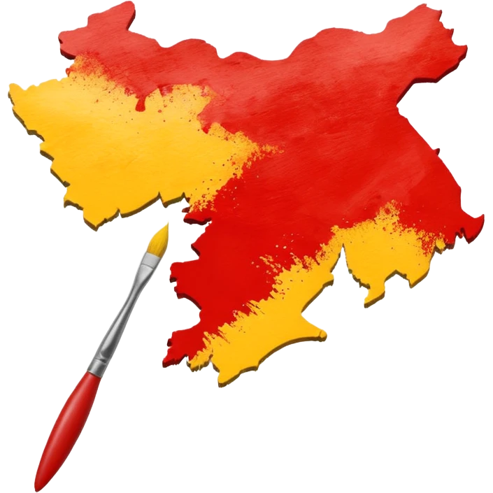 Create a emoji an Karnataka Map top yellow brush paint type and bottom red brush paint type emoji