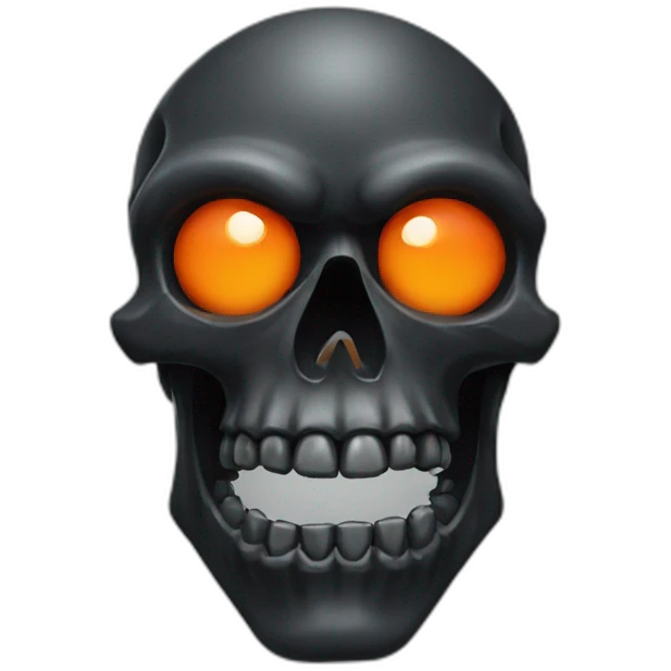 black skull, orange eye sockets, muscular jaw emoji