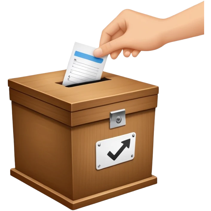 ballot box with voting slip being inserted emoji