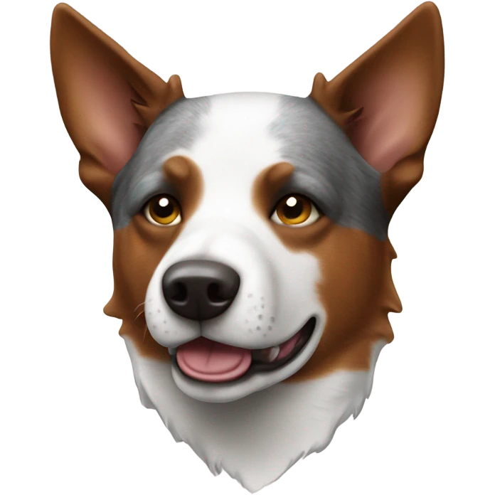 Australian Cattle Dog with a white face and a brown right side emoji