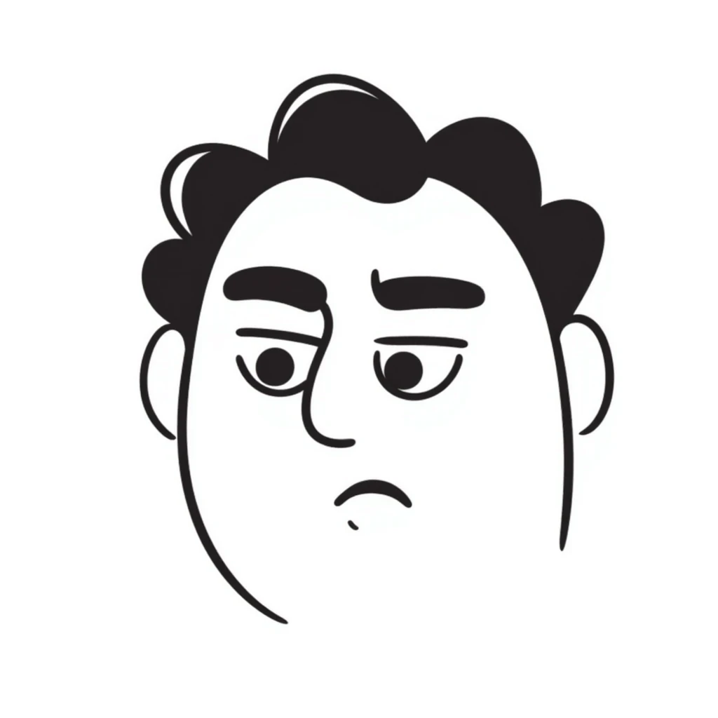 face with suspicious look, hand drawn doodle style emoji