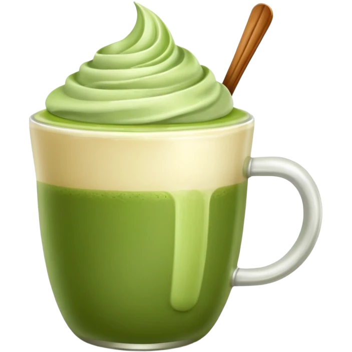 matcha latte in a cup without a spoon and without a face emoji