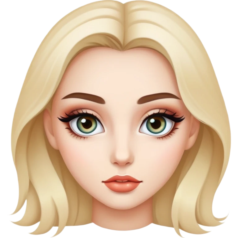 Beautiful girl, unique eyes, torso, makeup emoji
