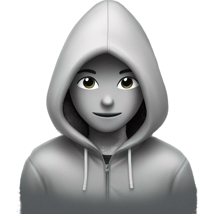 grayscale mysterious hooded boy in gloves emoji