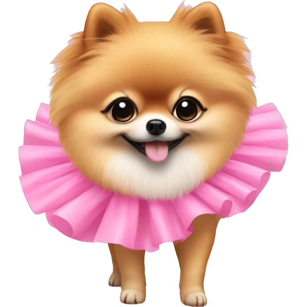 Pomeranian wearing a pink tutu  emoji