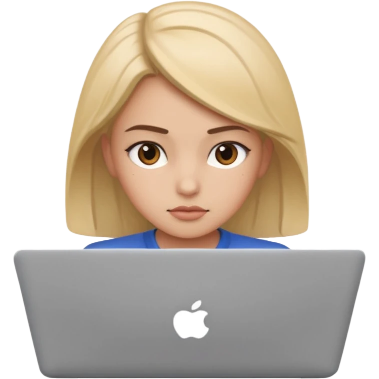 create an emoji where a girl is reading or working on laptop for focus task emoji
