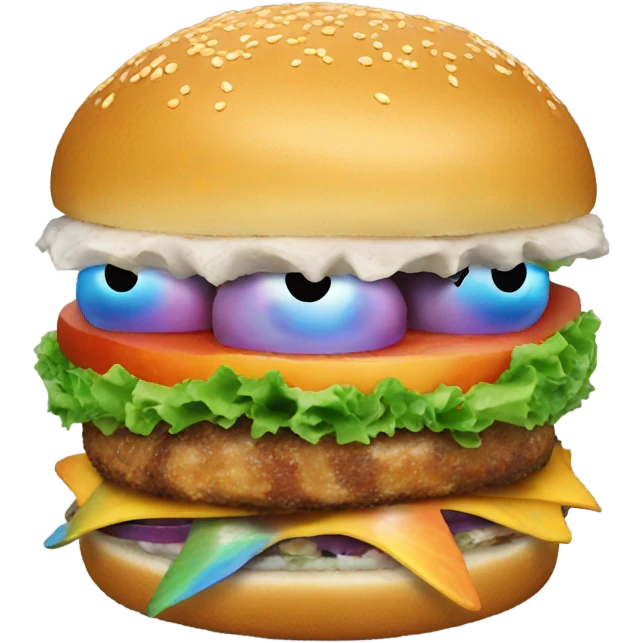 Trump eat rainbow fish burger emoji