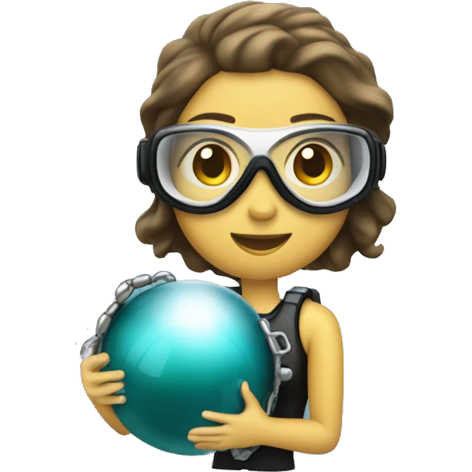 Female scuba diver holding a pearl emoji
