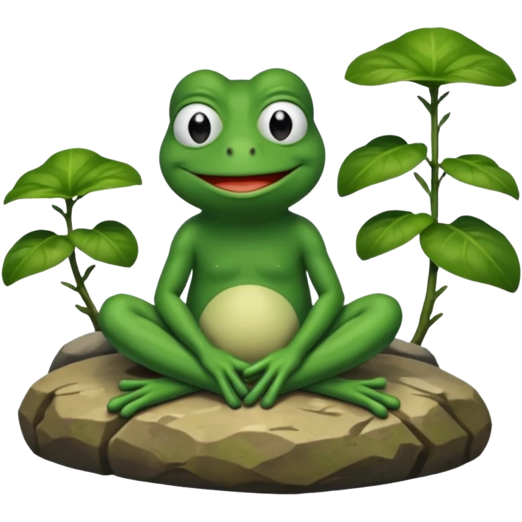 pepe meme sitting on rock emoji