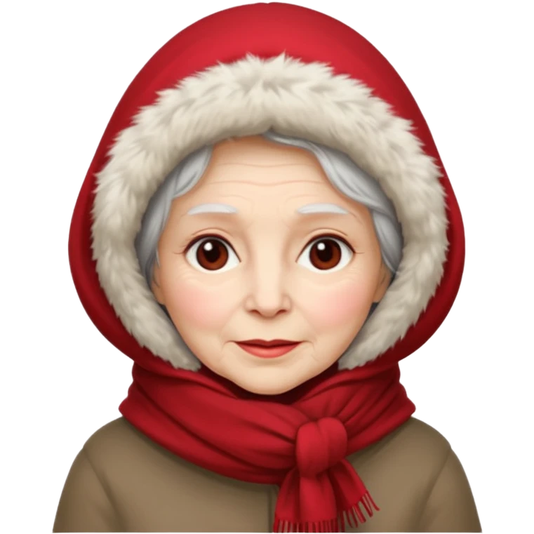 old woman in winter outfit emoji
