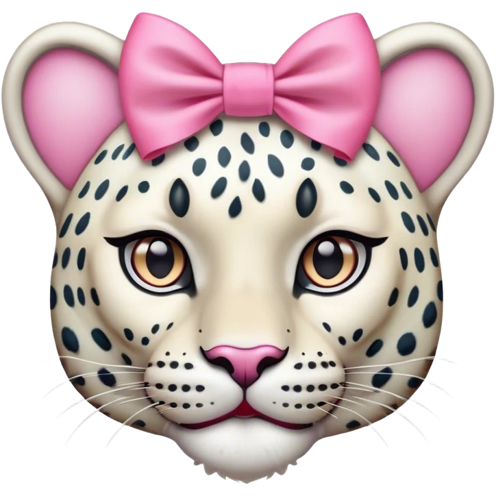 White leopard head with pink bow emoji
