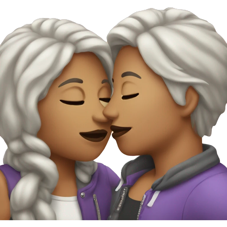 Two white lesbian kissing emoji