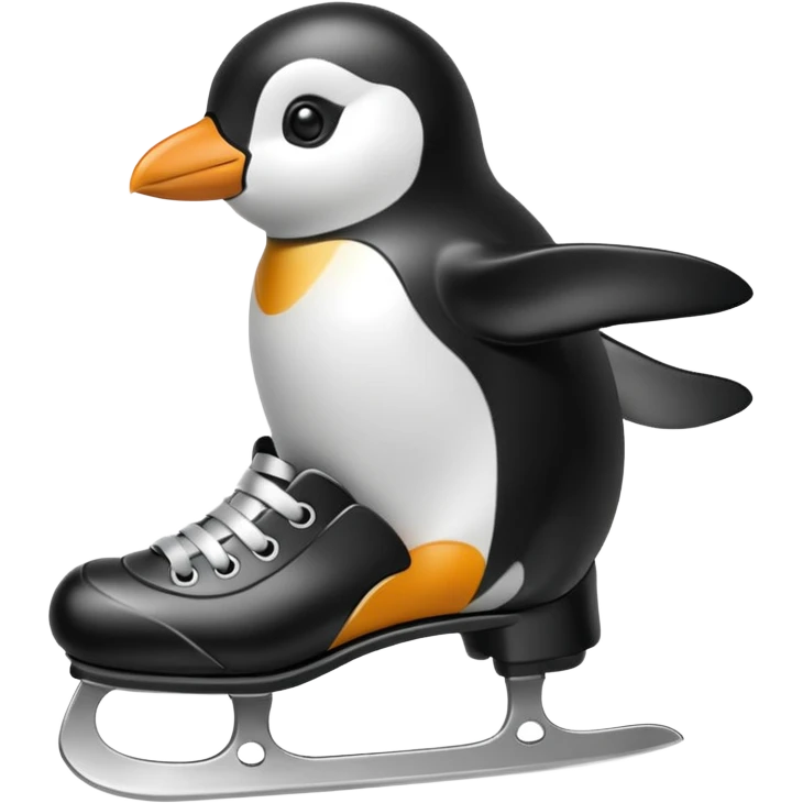 penguin with ice skates  emoji