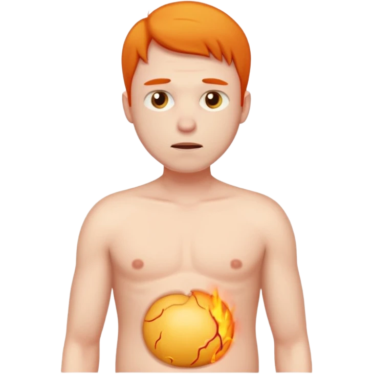 Male has inflamed belly emoji