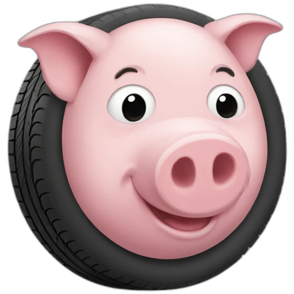 Tire-shaped pig emoji