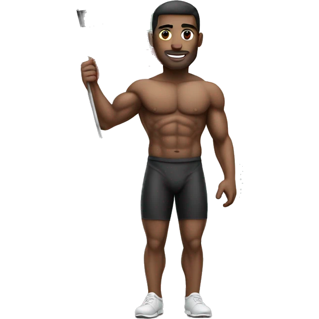 A tall, muscular man holding a Palestinian flag  emoji