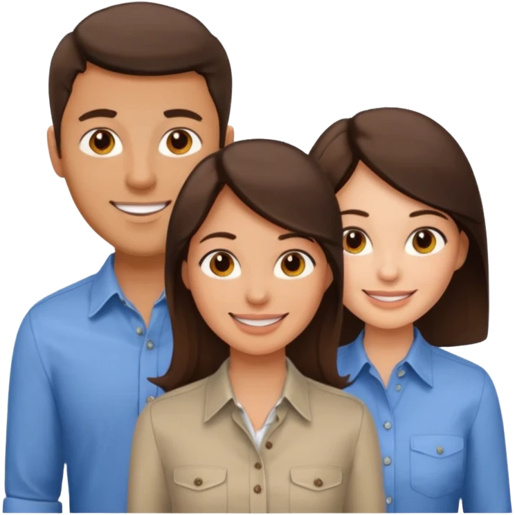 One guy 2 girls brunettes white people emoji