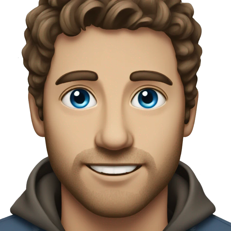 Blue-eyed brunet man artist emoji