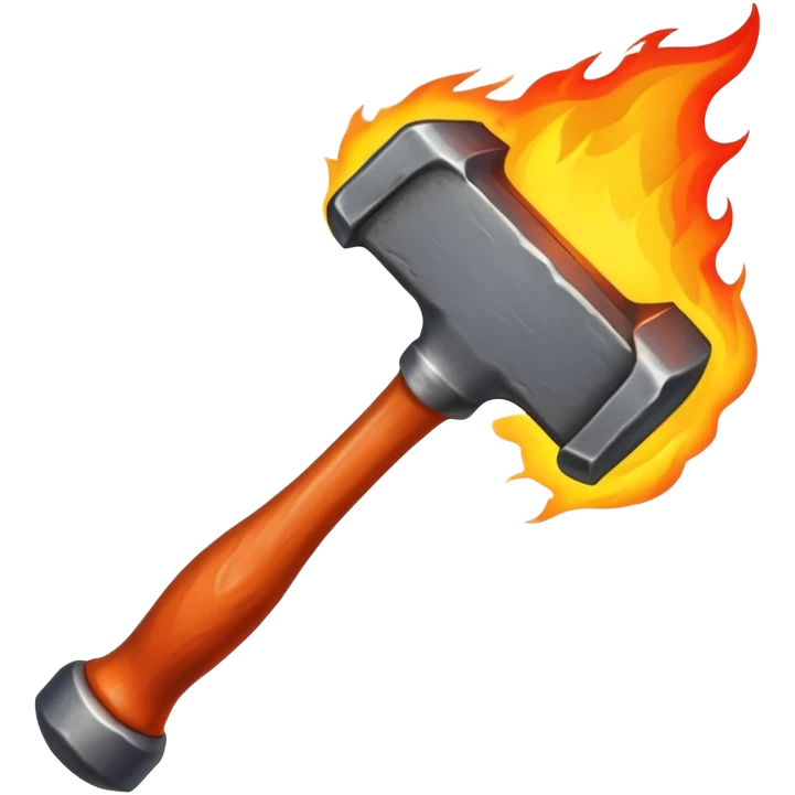blacksmith hammer engulfed in flames emoji