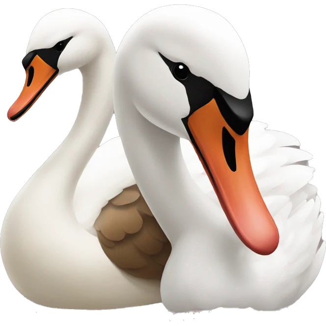 Brown swan and white swan emoji