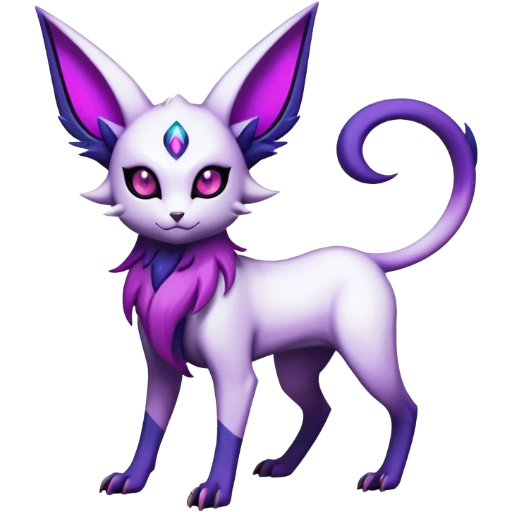 Shiny Exotic Badass Mysterious Gothic Colorful Espeon-Absol-Pokémon-Fakémon-hybrid-creature (full body) emoji
