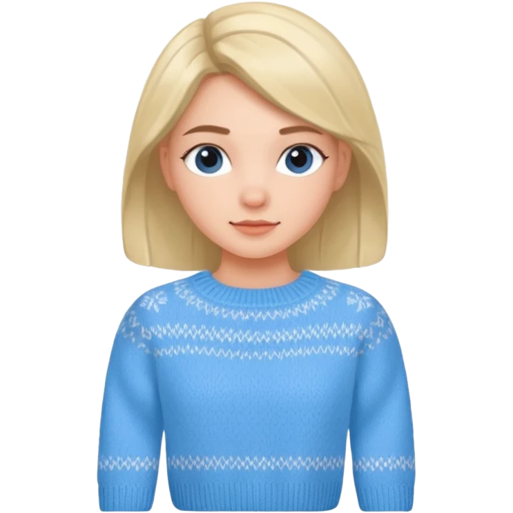 sky-blue knitted wool sweater, round neck, Girl's wear. emoji