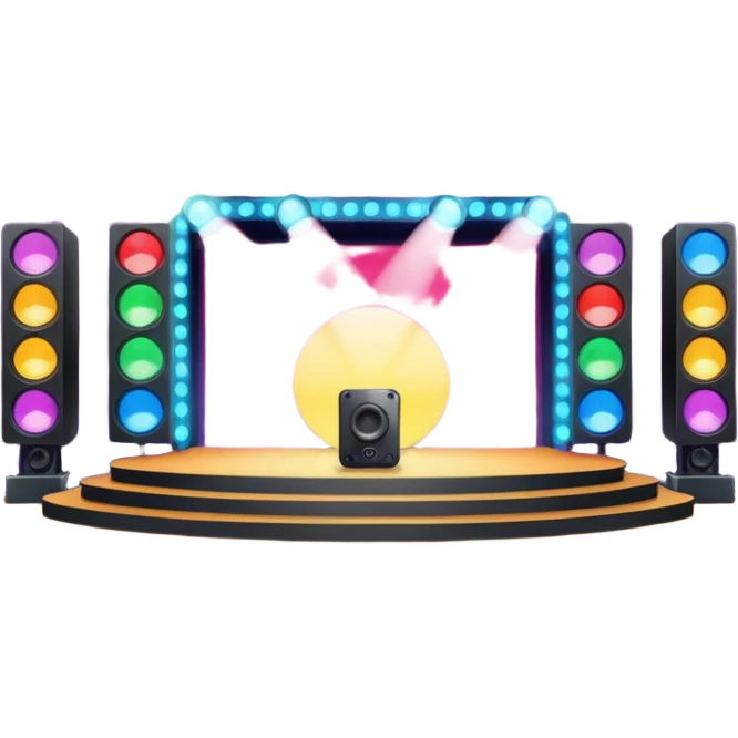 concert stage with colorful lights and speakers emoji