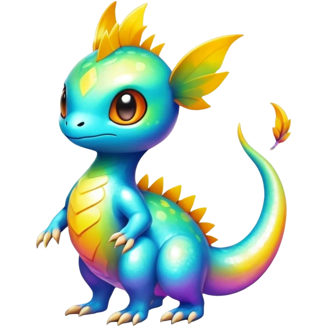 Exotic tropical shiny rare colorful epic cute Fakémon-creature, full body, with random markings emoji