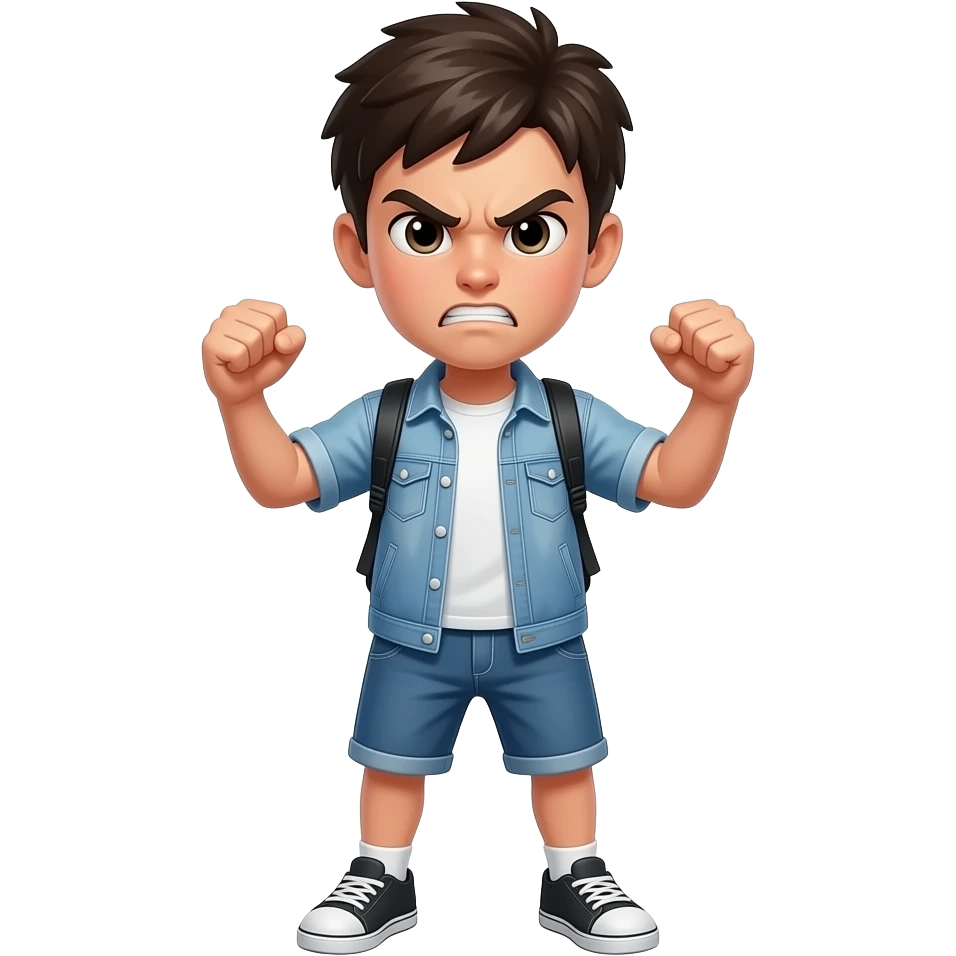 emoji jugendlicher, ganzer Körper mit Beinen, wütend, Fäuste, angespannt emoji