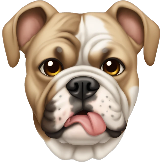 The Foancuzky bulldog is beige in color with brown spots on the muzzle emoji
