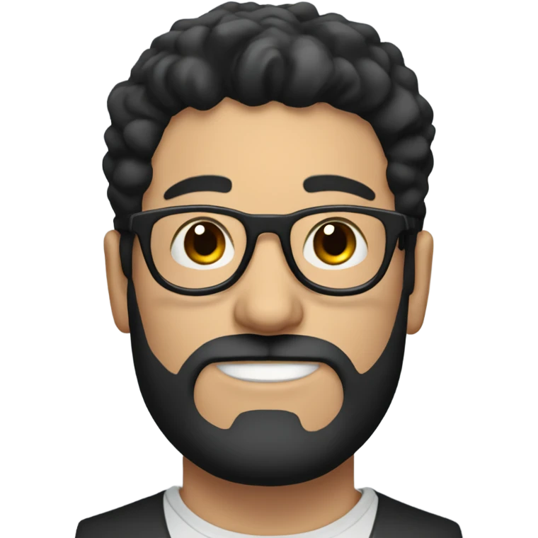 Brunette guy with circle beard; glasses; black hair emoji