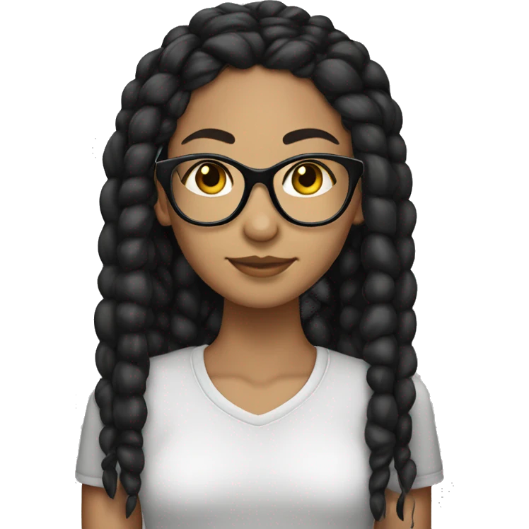lightskin girl with glasses and black braids with long lashes emoji