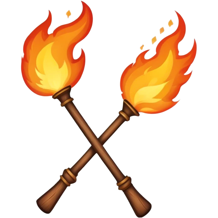 two magic wands with fire chunky crossed emoji