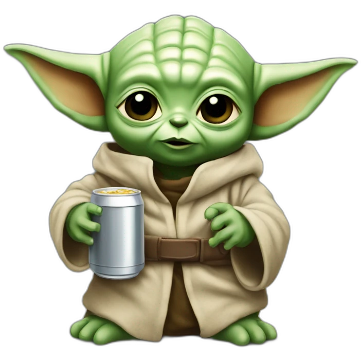 Bébé Yoda en train de boire une bière emoji