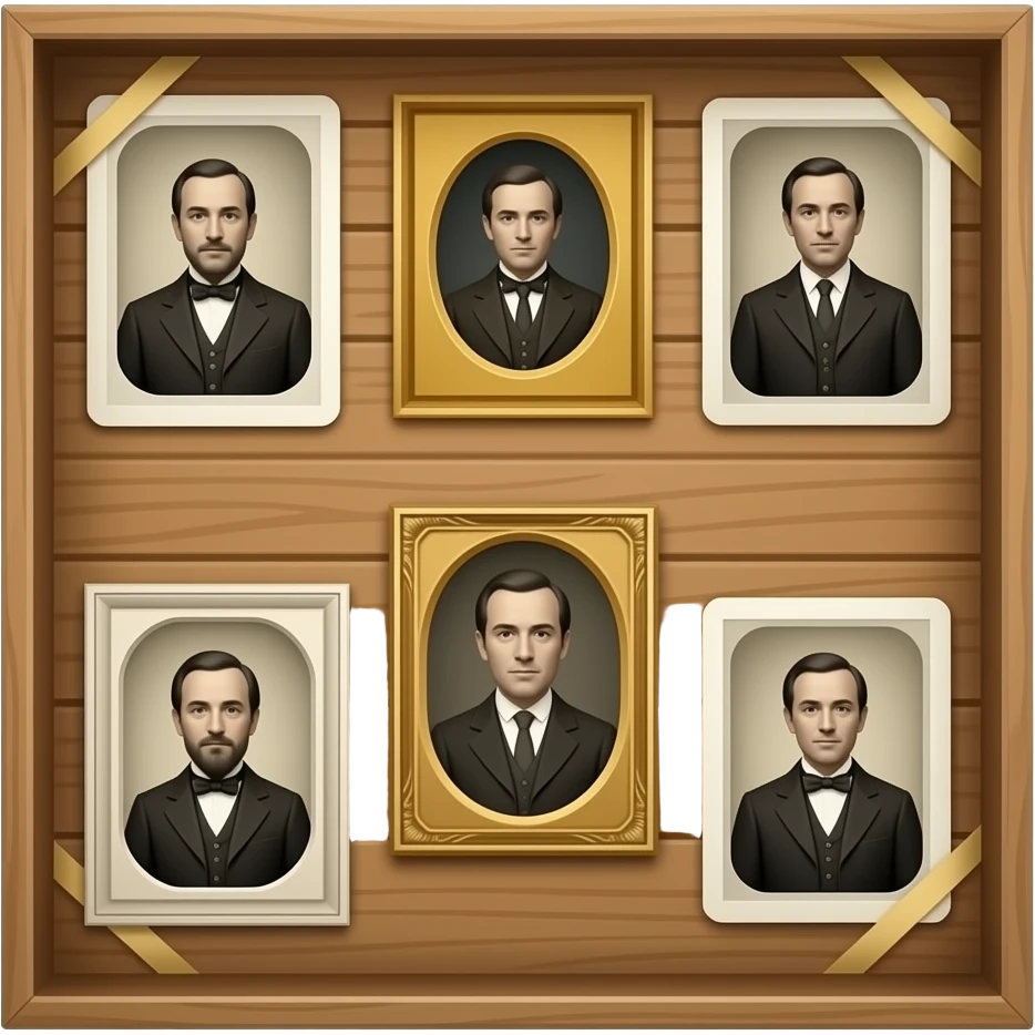 photo box with vintage daguerréotypie photos emoji