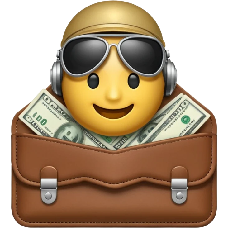 Aviator money emoji, wallet full of cash, casino vibe, premium 3D emoji style, clean, no background
 emoji